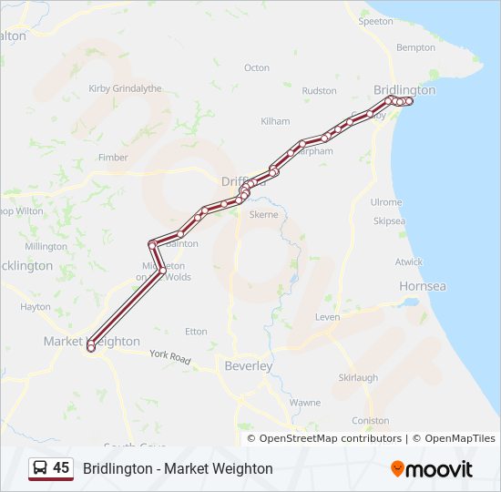 Bus 45 Route Map 45 Route: Schedules, Stops & Maps - Bridlington (Updated)