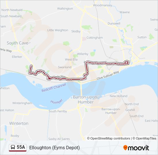 55A Bus Line Map