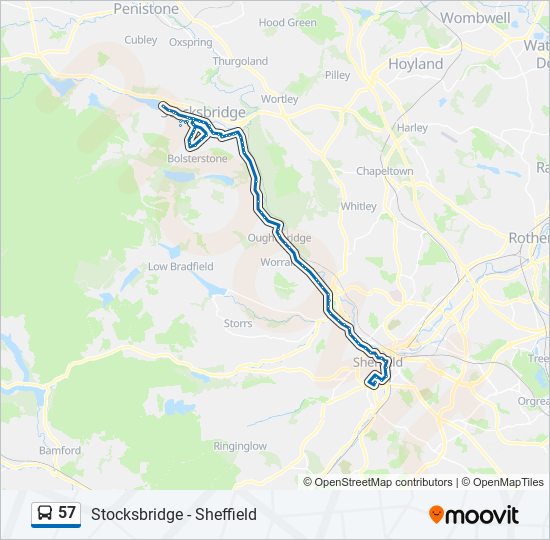 Bus 57 Route Map 57 Route: Schedules, Stops & Maps - Sheffield Centre (Updated)