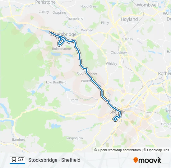 57 Bus Line Map