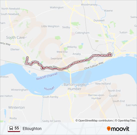 55 bus Line Map