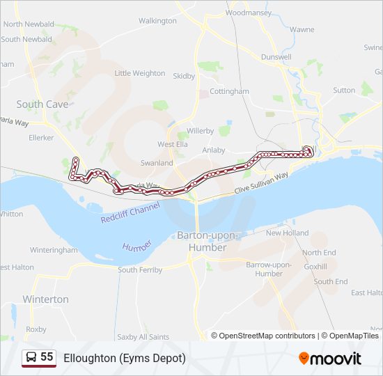 55 Bus Line Map