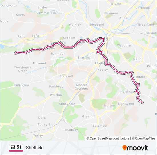 51 bus Line Map