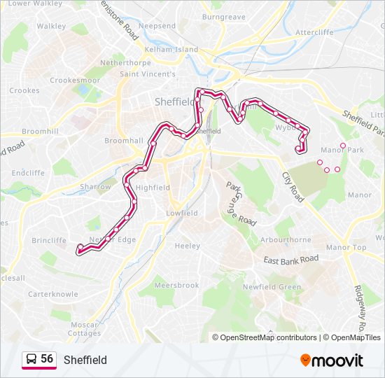 Bus 56 Route Map 56 Route: Schedules, Stops & Maps - Nether Edge (Updated)