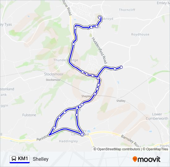 KM1 Bus Line Map