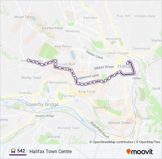 542 bus Line Map