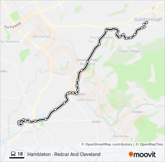 Show Me The Route Map 18 Route: Schedules, Stops & Maps - Guisborough (Updated)