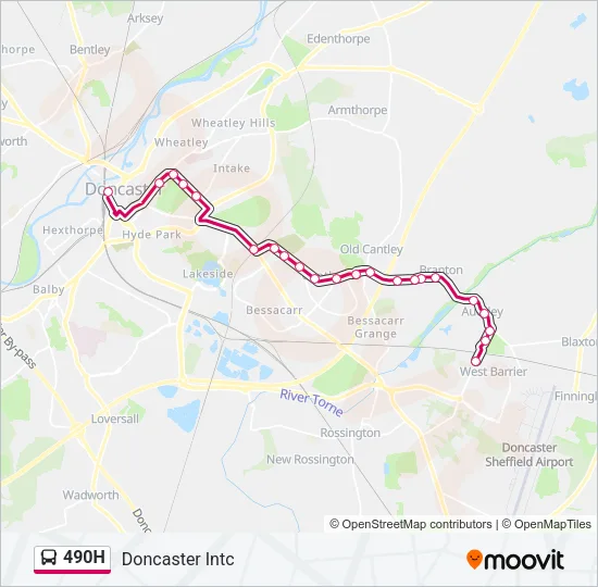 490H Bus Line Map