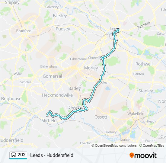 202 Route: Schedules, Stops & Maps - Mirfield (Updated)