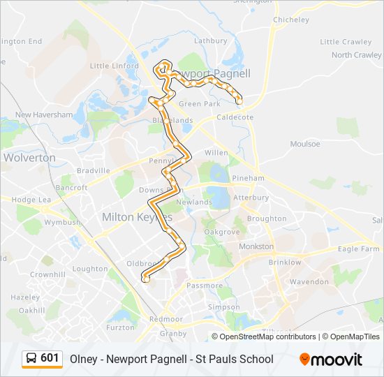 601 bus Line Map