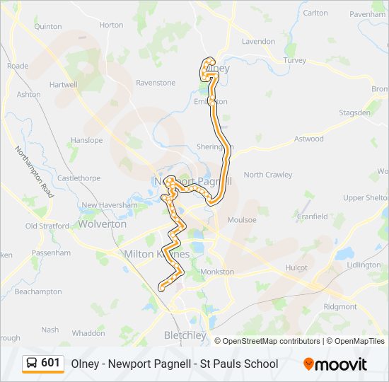 601 Bus Line Map