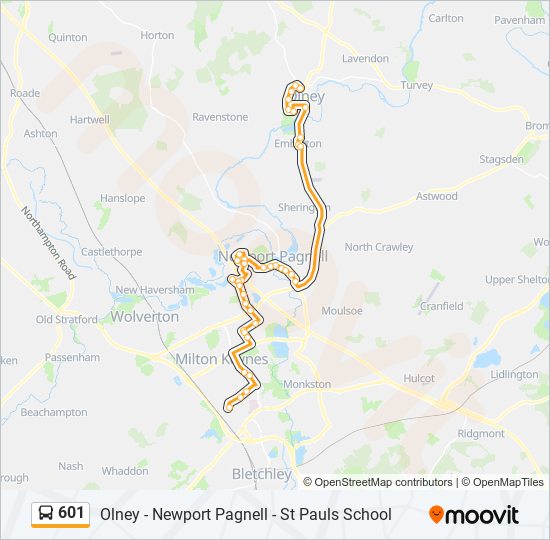 601 bus Line Map