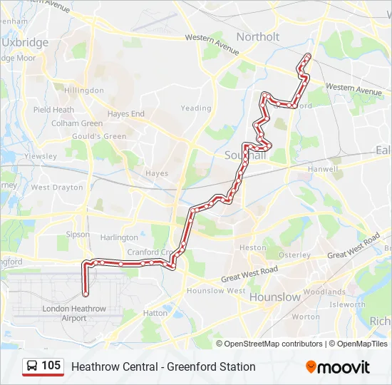 Bus 105 Route Map 105 Route: Schedules, Stops & Maps - Heathrow Central (Updated)