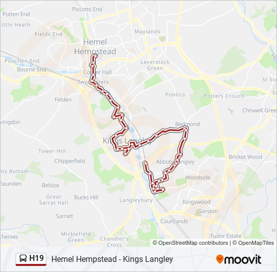 H19 bus Line Map