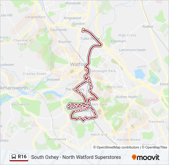 R16 Bus Line Map