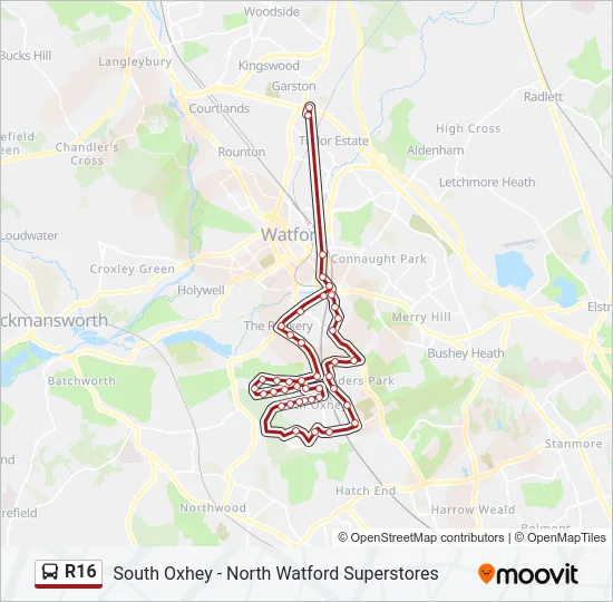 R16 Bus Line Map