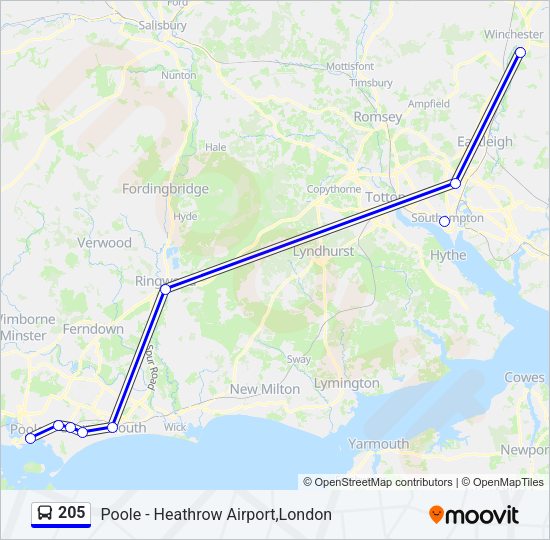 205 Bus Line Map