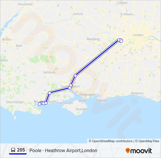 205 bus Line Map