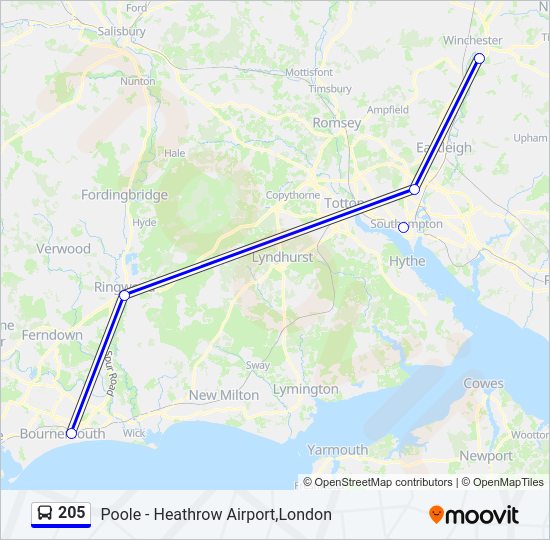 205 bus Line Map