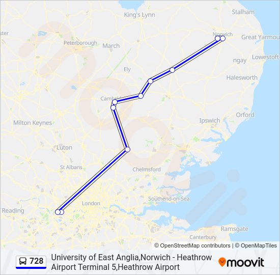 728 bus Line Map