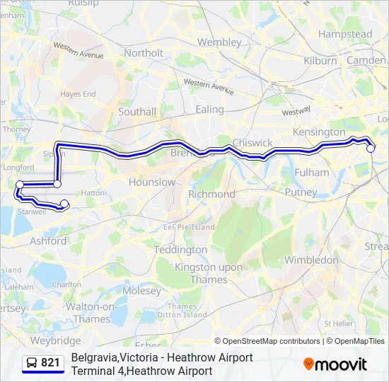 821 Bus Line Map