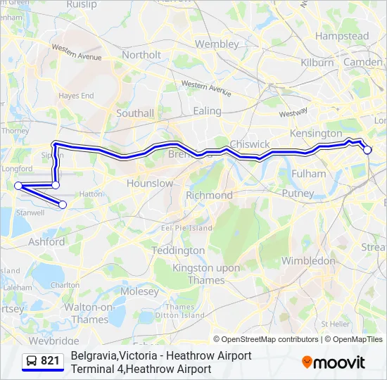 821 Bus Line Map