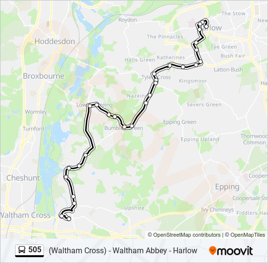 505 bus Line Map