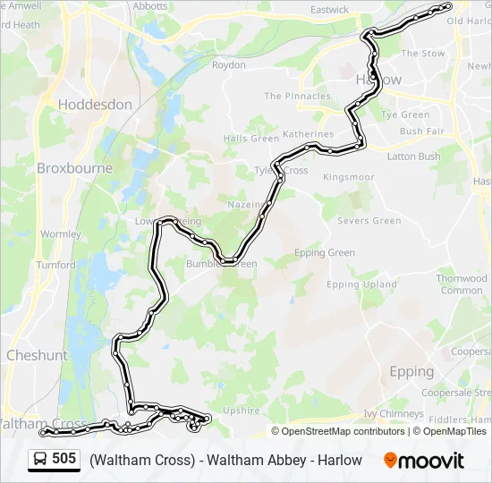 505 Bus Line Map