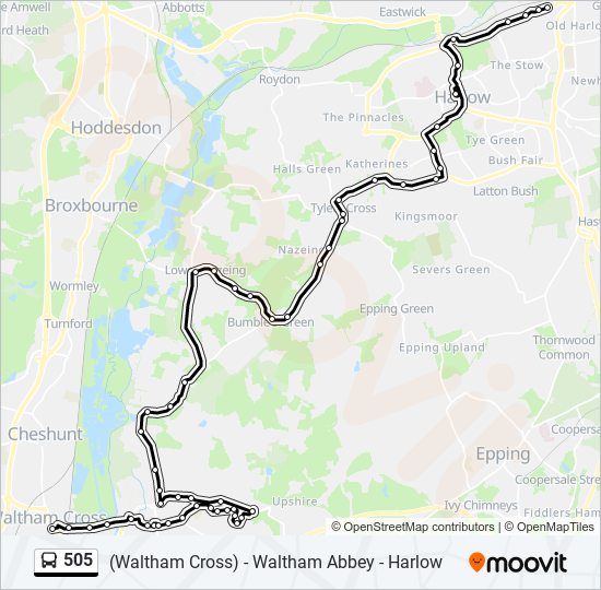 505 bus Line Map