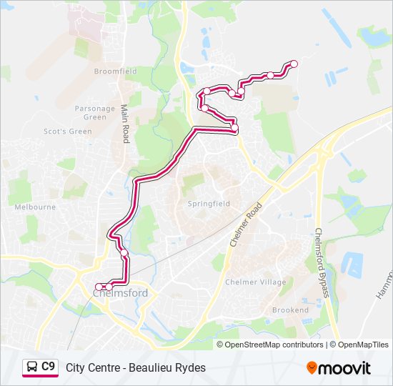 c9 Route: Schedules, Stops & Maps - Beaulieu Park (Updated)