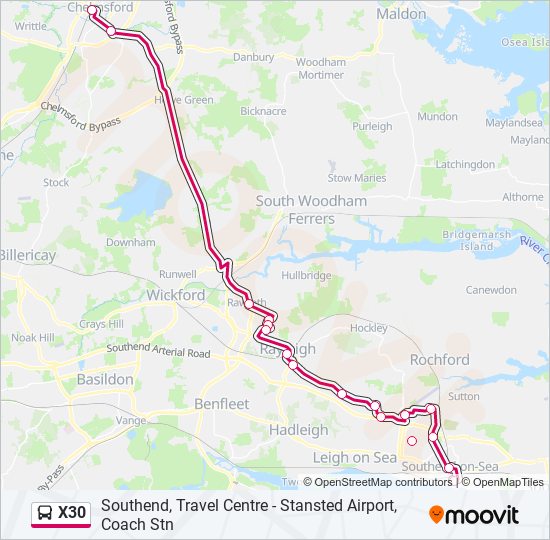 X30 bus Line Map