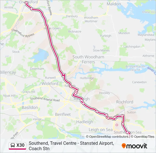 X30 Bus Line Map