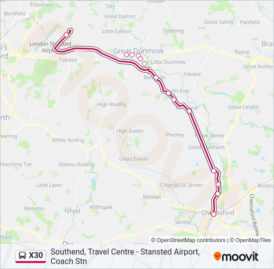 X30 bus Line Map