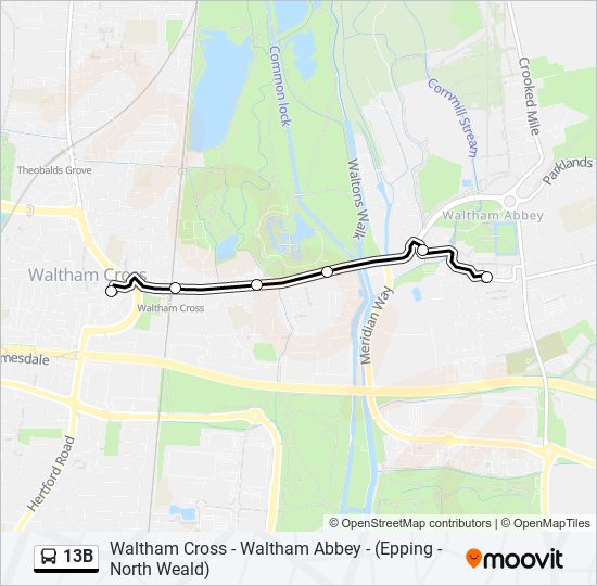 13B bus Line Map