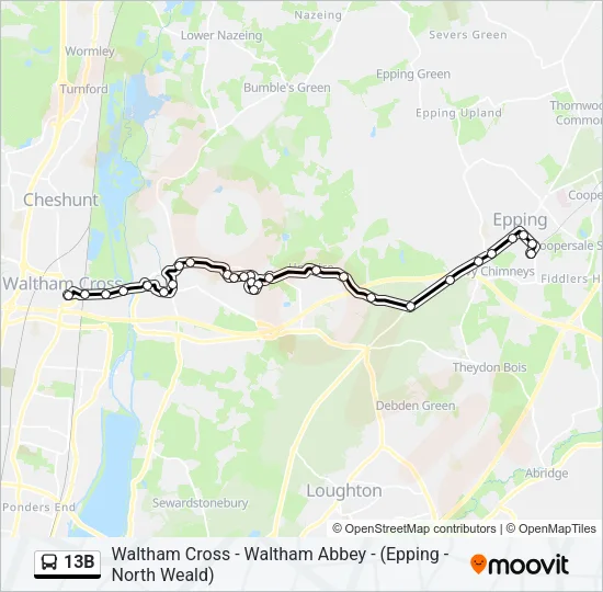 13B Bus Line Map