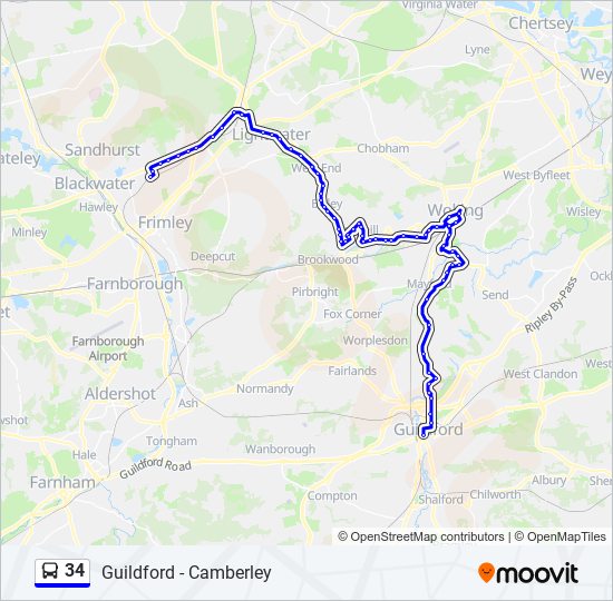 34 Route: Schedules, Stops & Maps - Camberley (Updated)