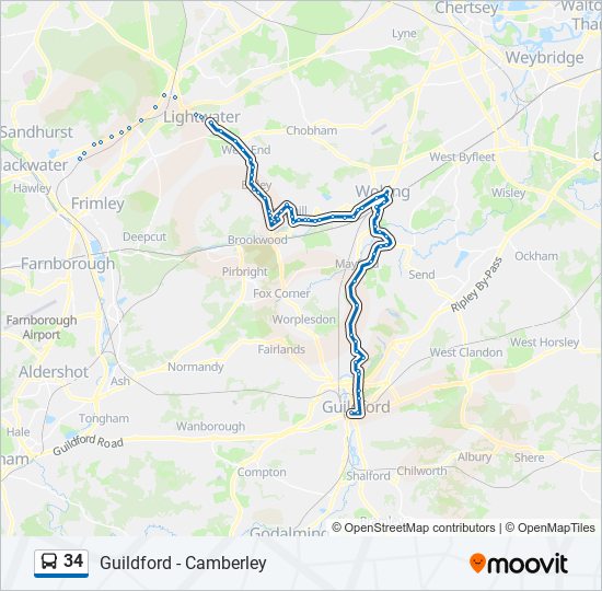 34 Route: Schedules, Stops & Maps - Guildford (Updated)