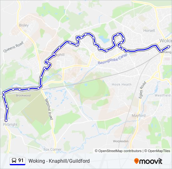 91 Route Schedules Stops And Maps Pirbright Updated