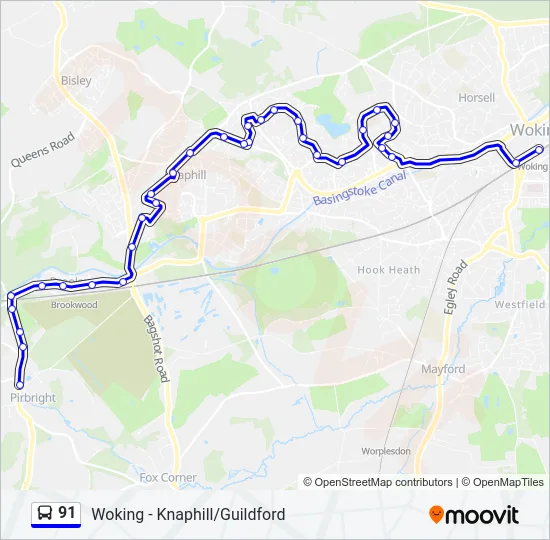 91 Bus Line Map