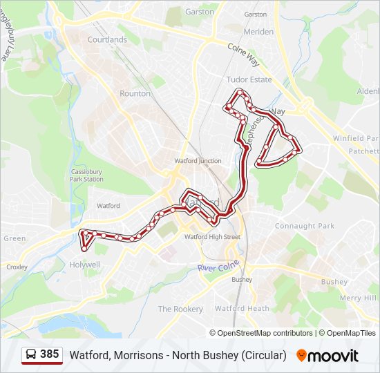 385 Bus Line Map