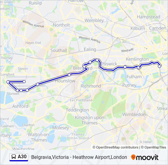 A30 bus Line Map