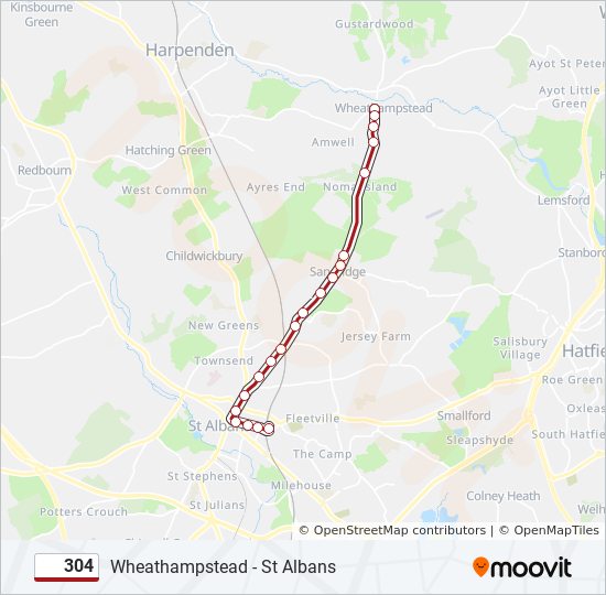 304 Route: Schedules, Stops & Maps - Wheathampstead (Updated)