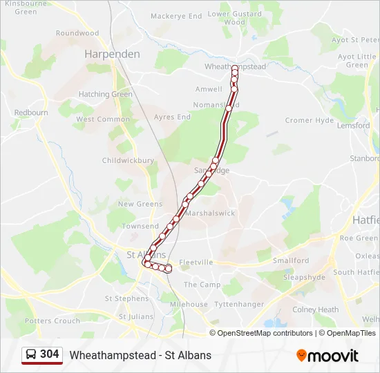 304 Route: Schedules, Stops & Maps - Wheathampstead (Updated)