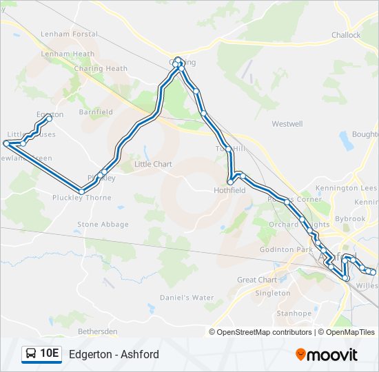 10E bus Line Map