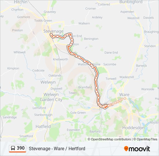 390 Route: Schedules, Stops & Maps - Stevenage (Updated)