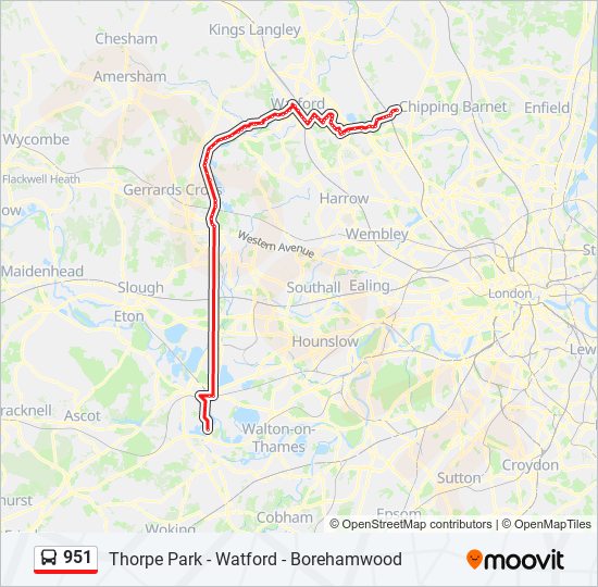 951 Route: Schedules, Stops & Maps - Borehamwood (Updated)