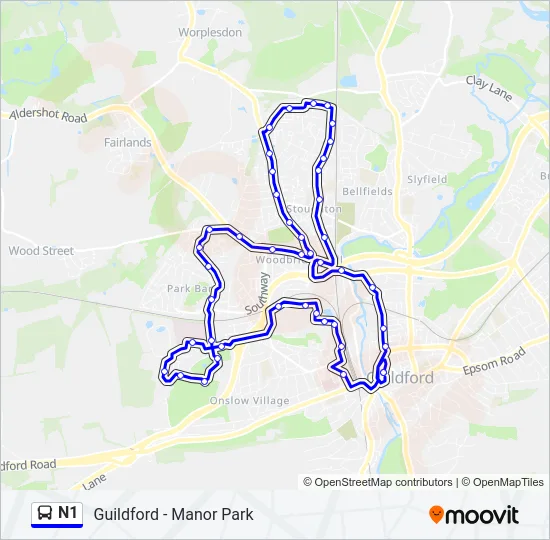 N1 Bus Line Map