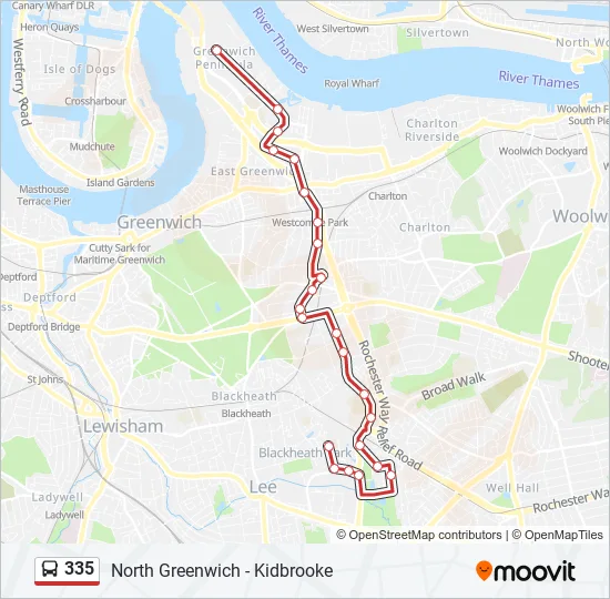 Bus 335 Route Map 335 Route: Schedules, Stops & Maps - Kidbrooke (Updated)