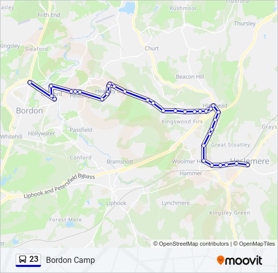 23 Route: Schedules, Stops & Maps - Bordon Camp (Updated)