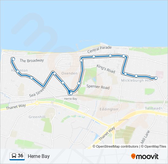 36 Route Schedules, Stops & Maps Herne Bay (Updated) 36 Route Schedules, Stops & Maps Herne Bay (Updated)